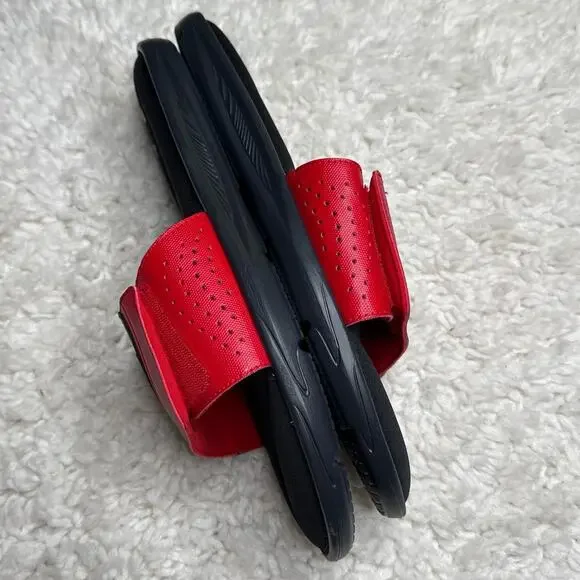 Under Armor Red Black Memory 4D-Foam Adjustable Strap Sporty Slides Casual - Picture 3 of 6